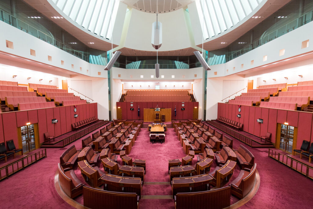 Canberra, Australia - October 14, 2017: A view inside Senate chamber in Parliament House