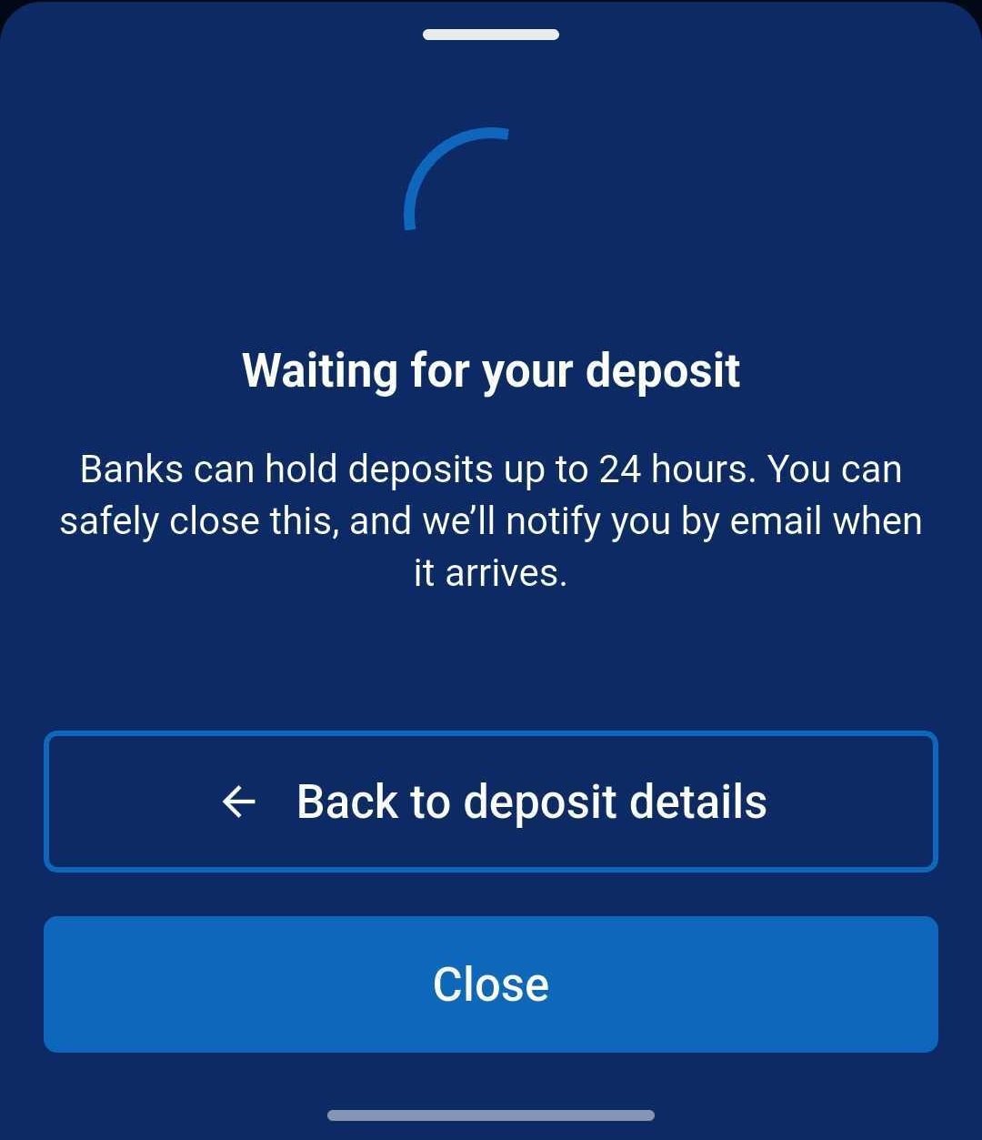 wait for deposit