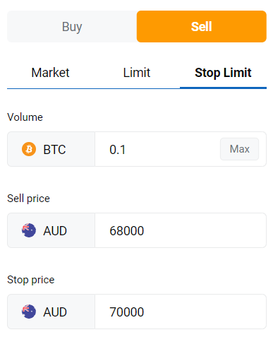 Sell Stop-Limit crypto order