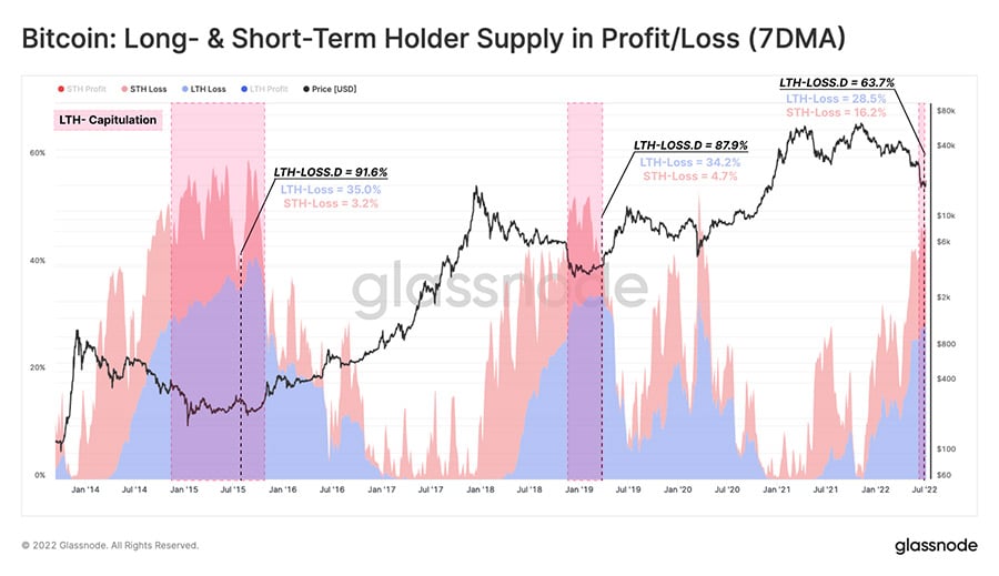 Glassnode holder supply in profit loss