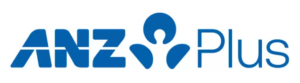 ANZ Plus logo featuring the bold blue "ANZ" wordmark and abstract person icon, followed by the word "Plus" in a lighter blue, modern sans-serif font.
