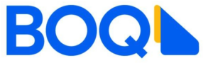 BOQ logo featuring the letters "BOQ" in bold blue font, with the "Q" stylised and followed by a triangular blue and yellow graphic element.