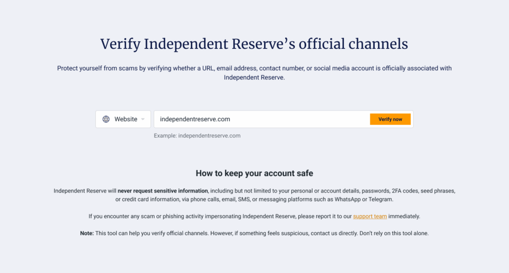 Channel verification page